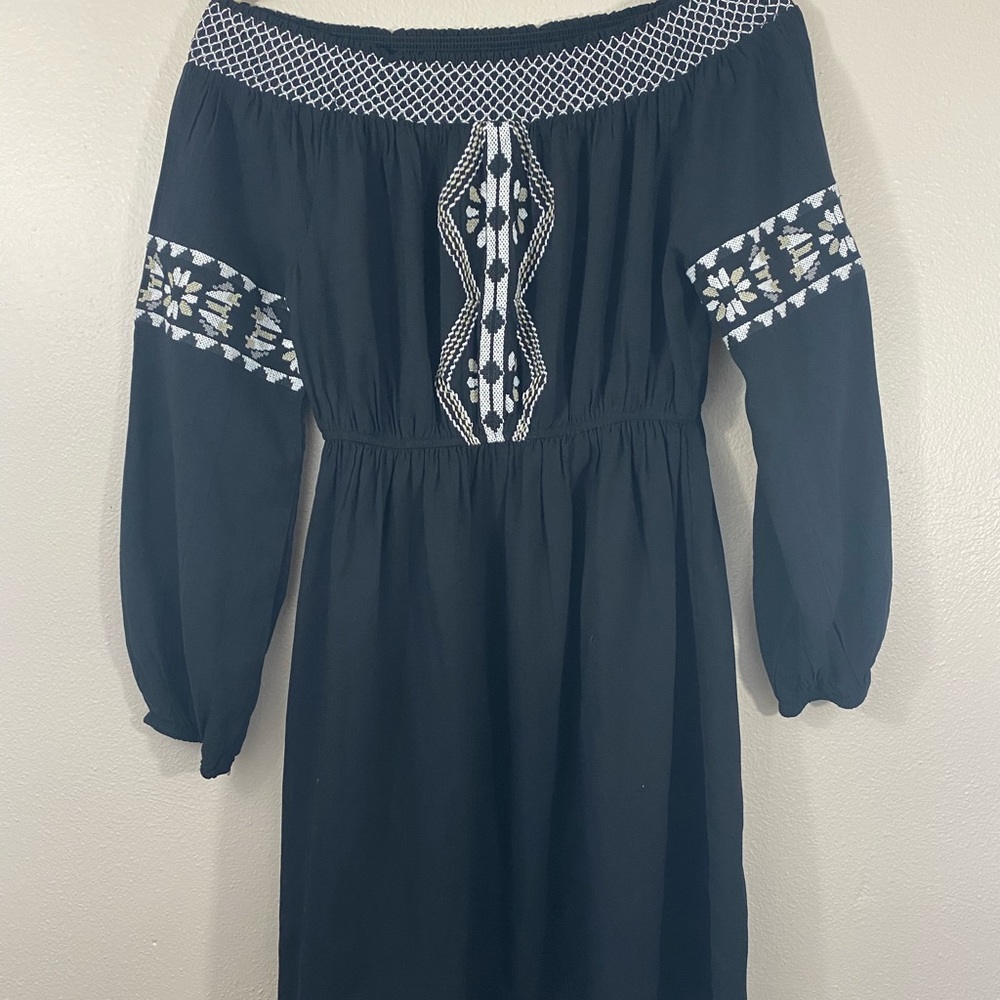 Peasant style black dress